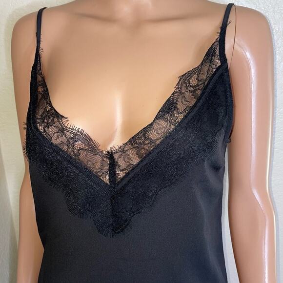 Walter Baker slip dress camisole night gown black satin like material lace top - Picture 5 of 7